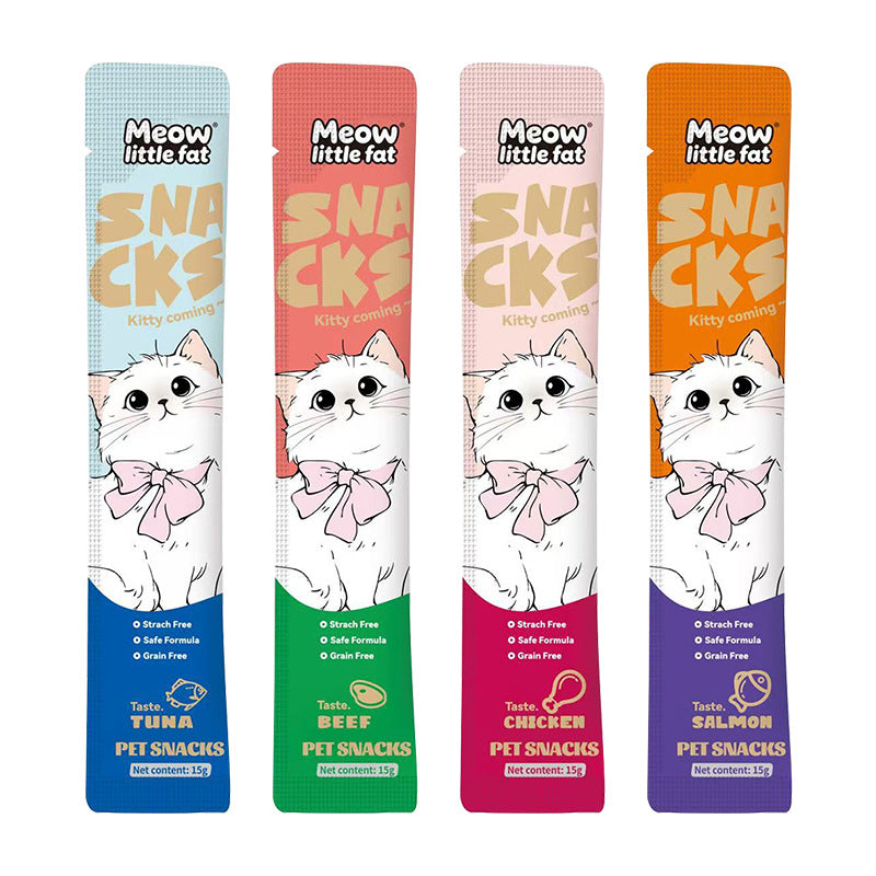 Cross-border hot-selling English pet snacks wet food into cat kitten snacks 15g cat snacks training reward cat strips