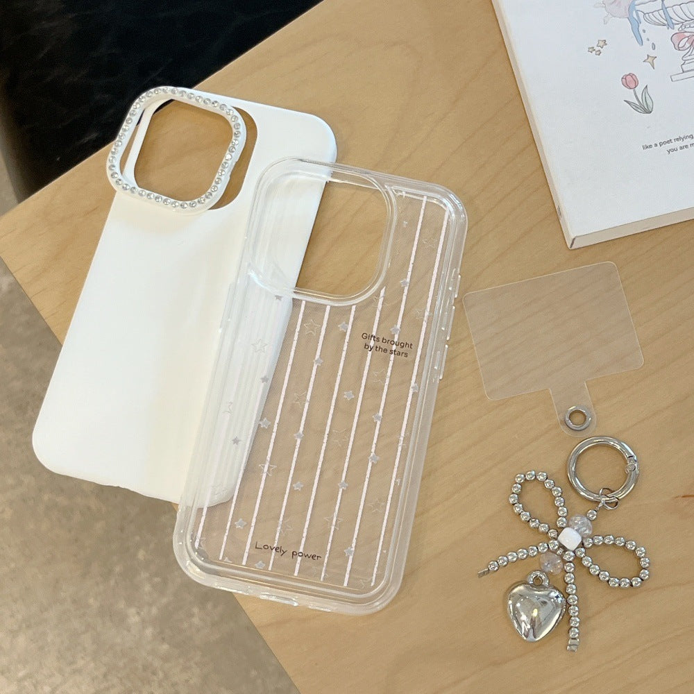 ins wind white background striped colored stars for iPhone17ProMax/16 mobile phone case 15 Apple 14 girl