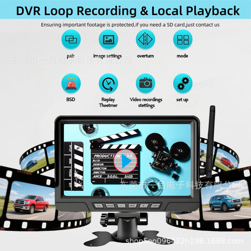 High definition solar vehicle monitoring wiring wireless magnetic dual camera reversing image crane RV