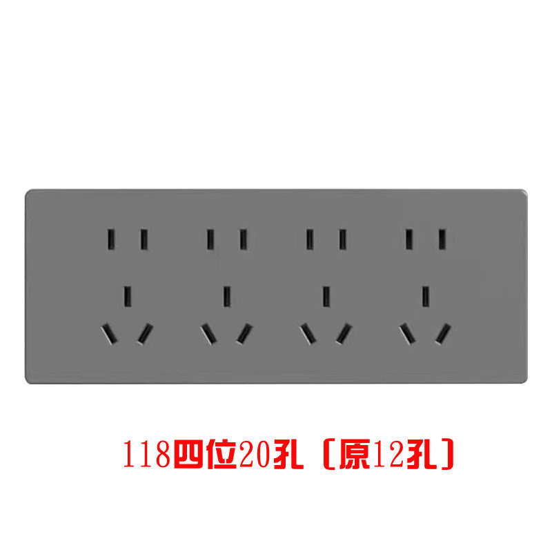 Wholesale Household Dark Grey Five-hole Socket 86 Concealed Two and Three Poles One Open Single Double Control Plug Switch Panel
