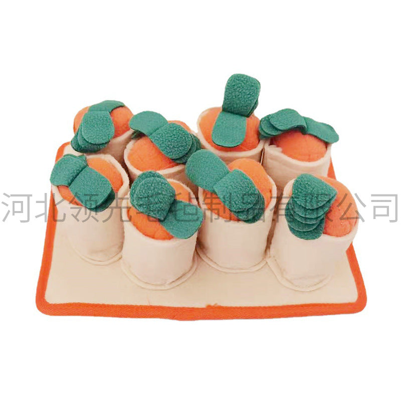 New pet sniffing pad pulling radish pet toy dog slow food pad cat and dog educational training sound and smell pad