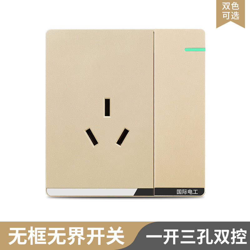 International Electrician 86 type concealed large board gray household porous wall power supply one open five hole switch socket panel