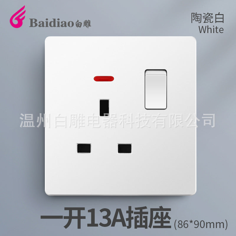 British standard switch socket British one-open 13A socket Multifunctional five-hole USB socket panel British standard European standard US standard