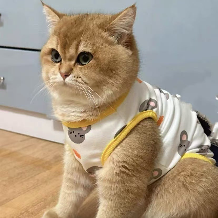 Cat clothes anti-hair loss summer thin British American short blue cat puppet cat small dog teddy dog summer vest