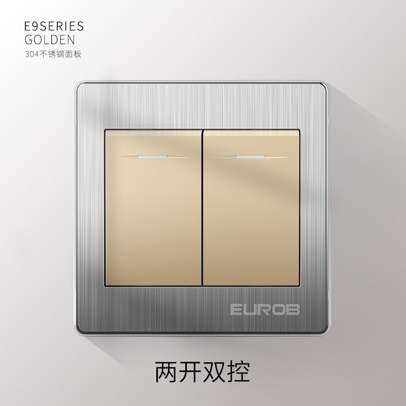 Open switch socket household silver 86 type 5 five-hole plug two or three plug double control wall air conditioner panel