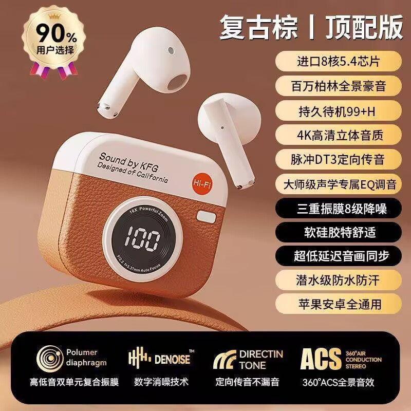 Cross-border 2025 new smart digital display, Voice of Berlin high-quality retro camera, in-ear Bluetooth headset Q86