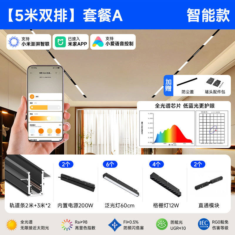 Smart Magnetic Track Light Embedded Embedded Package New Living Room No Main Light Lighting Applicable to Mobile App