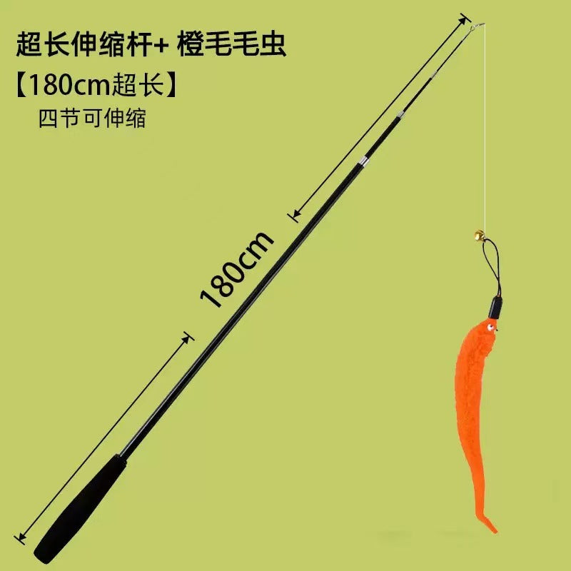 Cat teasing stick 1.8 meters telescopic rod Extended long rod can be retractable, strong and durable self-hi boredom relief artifact Cat teasing artifact