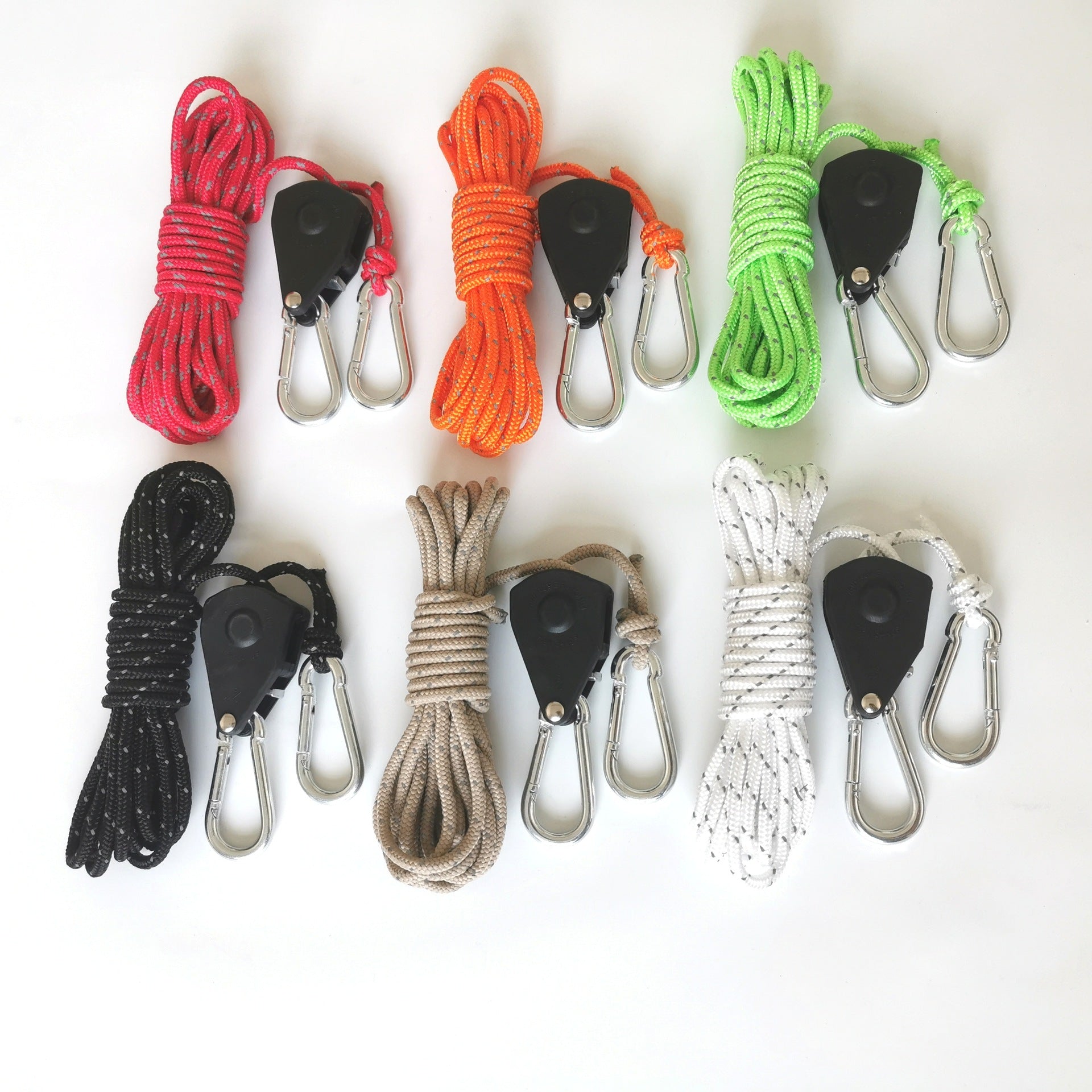 Outdoor camping canopy wind rope tent rope bold tensioner pulley buckle regulator reflective windproof rope lifting rope