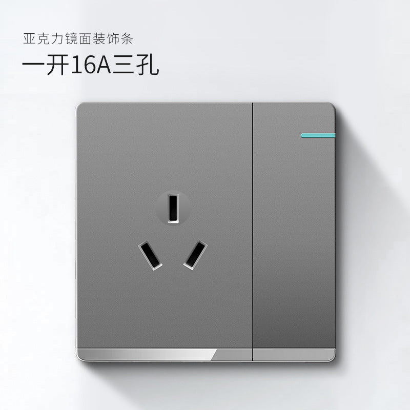 International plug, electrician switch socket 86 Household gray one-open 5-hole USB porous wall concealed panel
