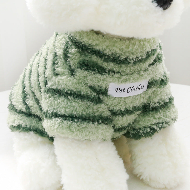 Autumn and winter thickened warm striped sweater, universal for cats and dogs, Bichon Schnauzer Teddy dog clothes factory can send it on behalf of