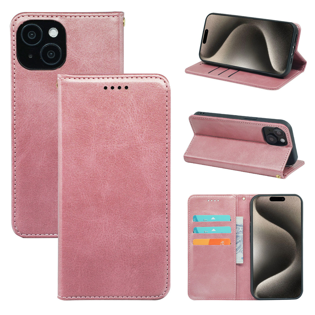 Applicable to Apple 16/iPhone15/14/13 calfskin strong magnetic suction anti-drop mobile phone case wholesale