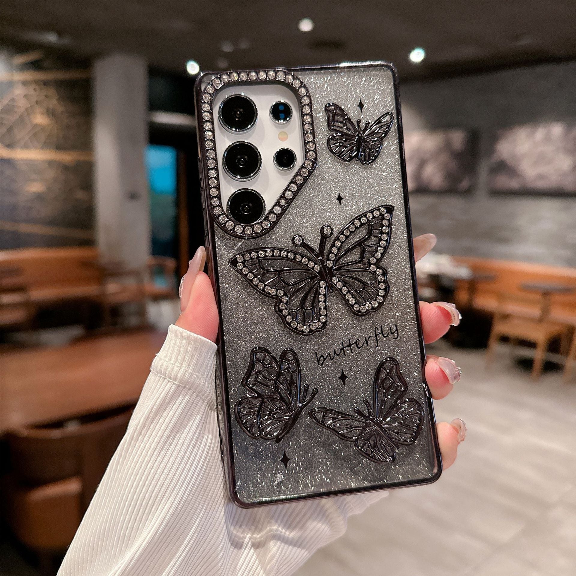 Applicable to Samsung S25ultra luxury flash diamond S25Plus mobile phone case S24 light luxury butterfly premium mobile phone case