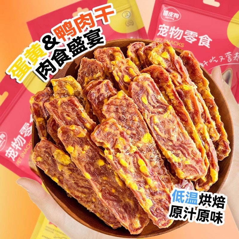 Pet snacks Egg yolk Duck meat sliced jerky Pet Teddy Bi Bear Small and medium-sized dogs Dog training stick Dog snacks