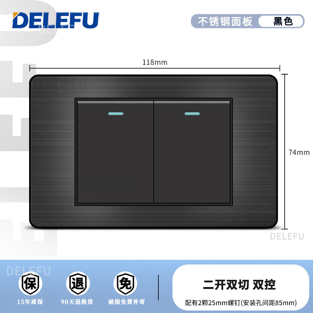 One piece of hair generation black plug stainless steel American standard type-C fast charging socket table standard switch usb into the wall type