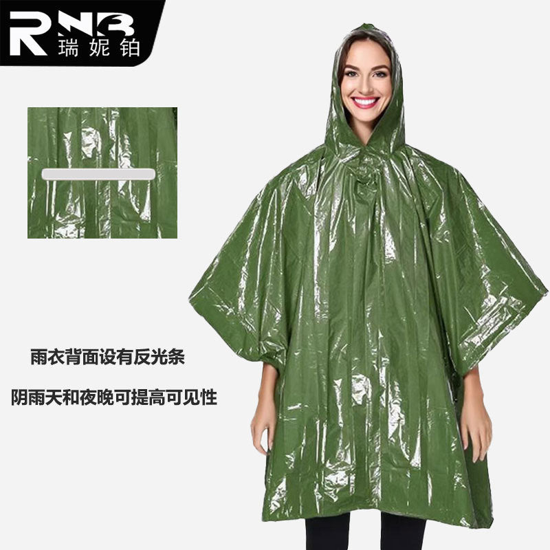 Manufacturer aluminum film poncho orange green spot outdoor camping hiking emergency thermal insulation raincoat poncho