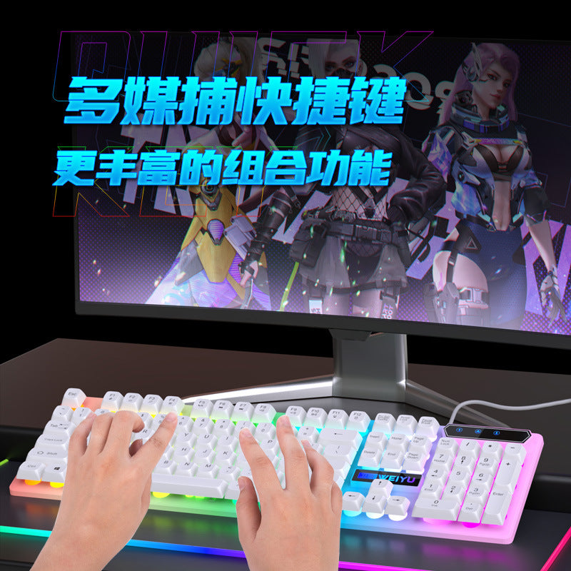 Spot quick delivery mechanical feel wired keyboard mouse luminous set game e-sports computer peripheral accessories wholesale