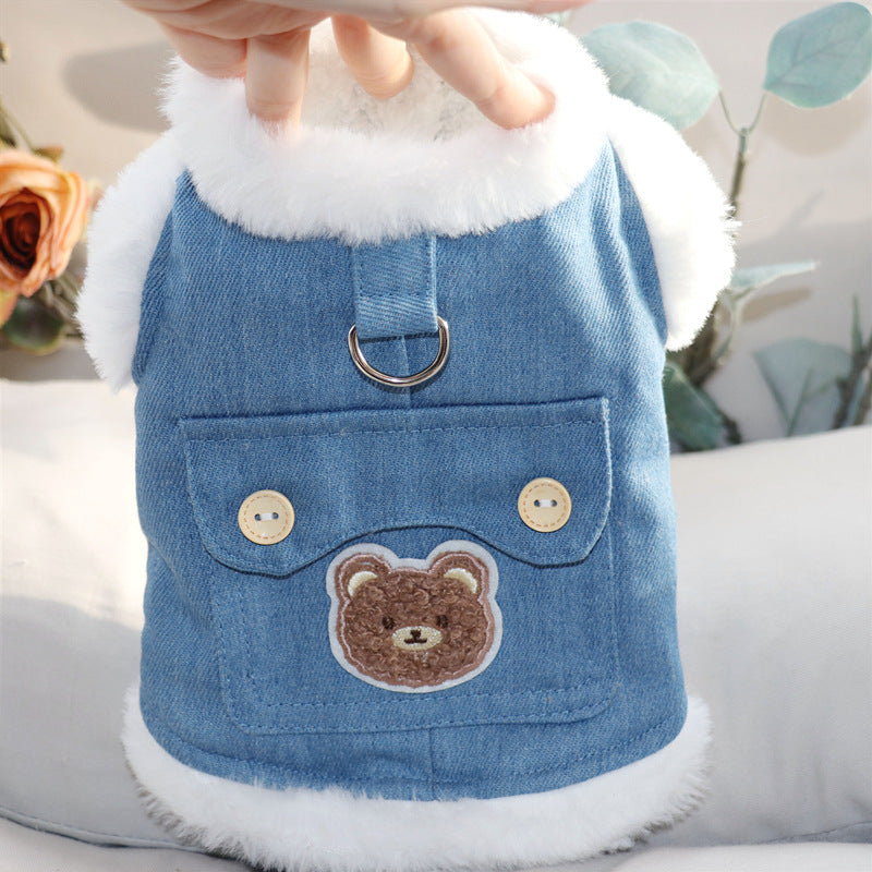 Traction puppy dog clothes winter teddy Bichon Pomeranian Schnauzer small dog pet vest autumn and winter cotton-padded clothes