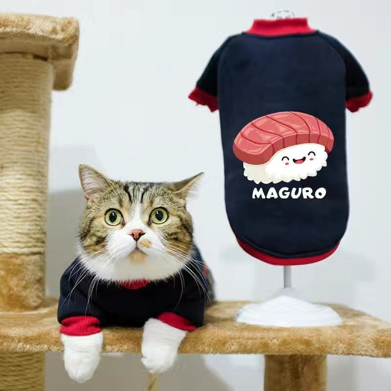 Handsome cat clothes autumn and winter clothes anti-hair loss and velvet warm kitten cloth blue cat kitten autumn and winter models