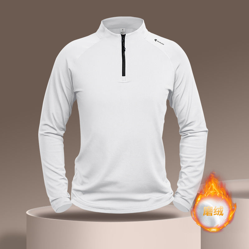 Fitness clothes men's and women's spring outdoor autumn and winter quick-drying clothes running training clothes stand-up collar zipper long-sleeved sports top