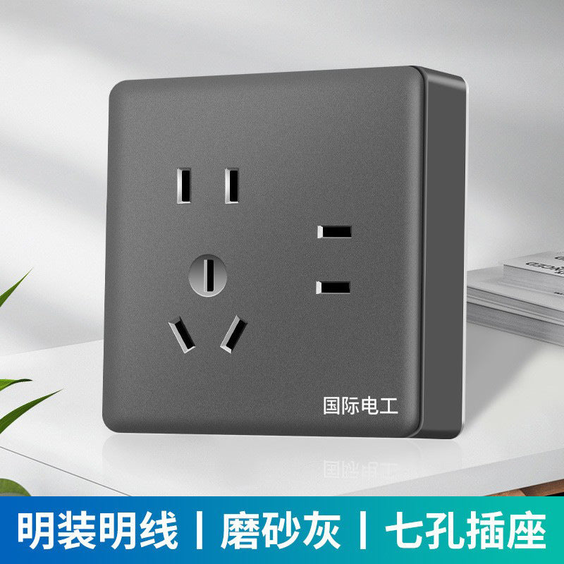 International electrician surface-mounted switch socket 86-type large board five-hole bright wire box household wall plug panel wholesale