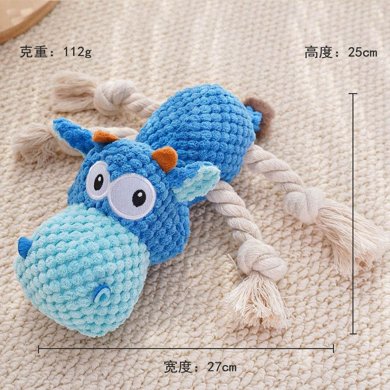 Plush dog French bulldog bite resistant ball rope sounding toy fruit cartoon animal cat cat pet supplies