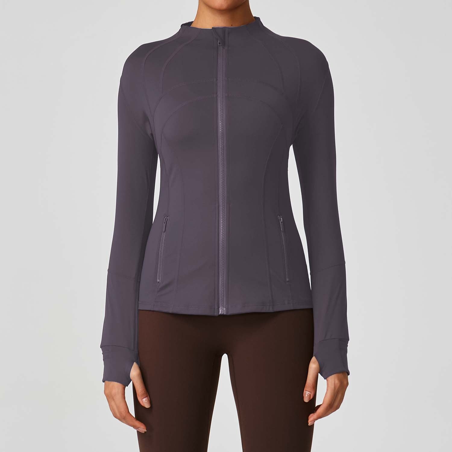 LuluID blazer jacket women's defined outdoor slim stand-up cardigan zip yoga suit top