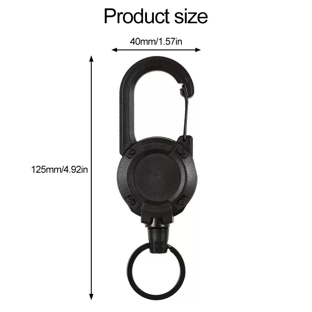 Outdoor camping tactical easy-to-pull buckle telescopic buckle wire rope multi-functional keychain camping rebound anti-lost rope easy to pull