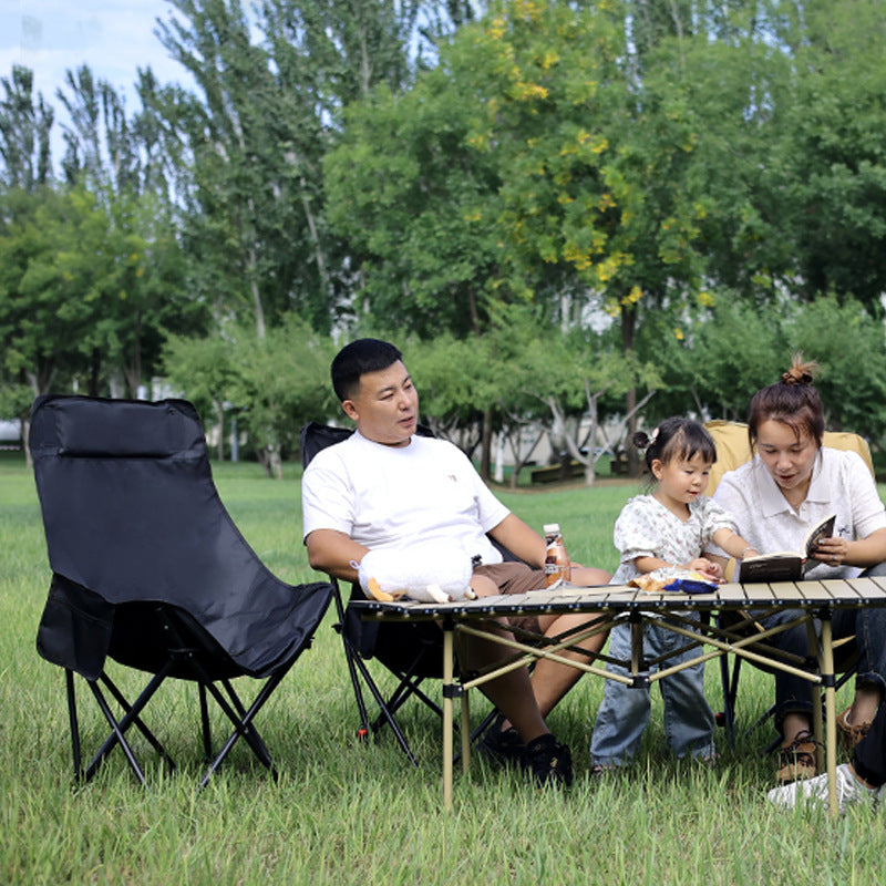 Strictly selected high backrest moon chair outdoor folding Oxford cloth fishing chair camping portable storage chair folding chair