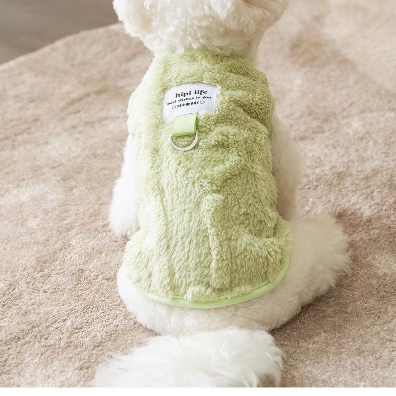 Puppy dog clothes can be towed, autumn clothes, teddy, Bigbear, Pomeranian, cat, small dog cotton-padded clothes, velvet to keep warm and prevent hair loss
