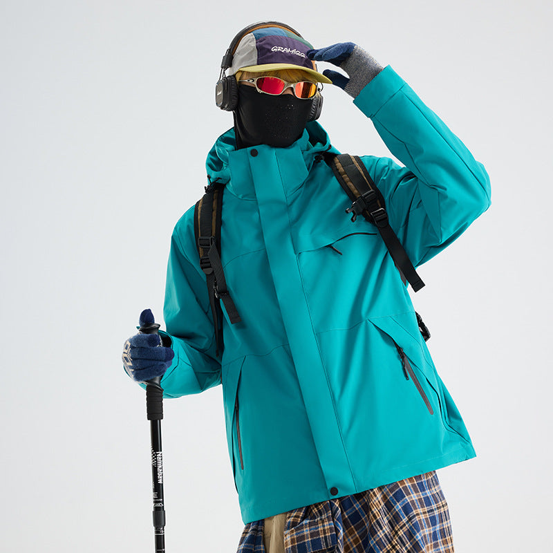 OOTD outdoor Luo Tuo, the same jacket, women's mountaineering suit, fleece liner, windproof and waterproof three-in-one jacket customization