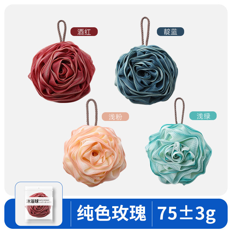 High-end two-color rose bath ball female bath ball bathroom special super soft foaming artifact non-loose large bath flower