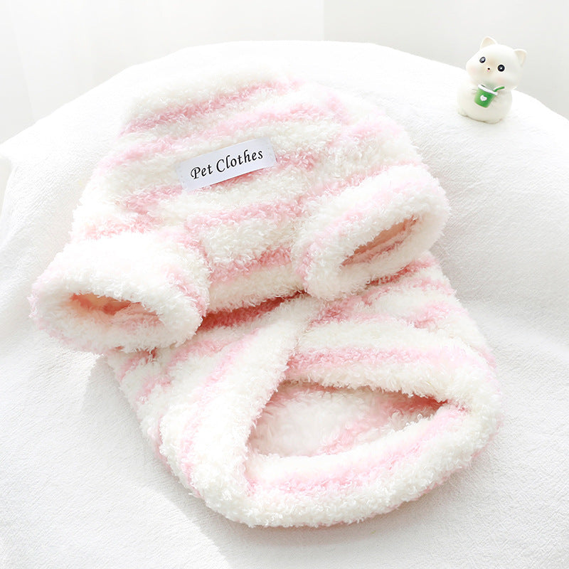 Autumn and winter thickened warm striped sweater, universal for cats and dogs, Bichon Schnauzer Teddy dog clothes factory can send it on behalf of