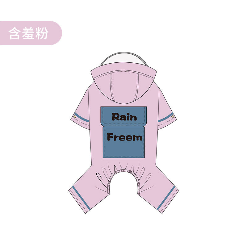Dog raincoat rainproof four-legged bear teddy corgi raincoat medium and small dog waterproof clothes teddy tractable