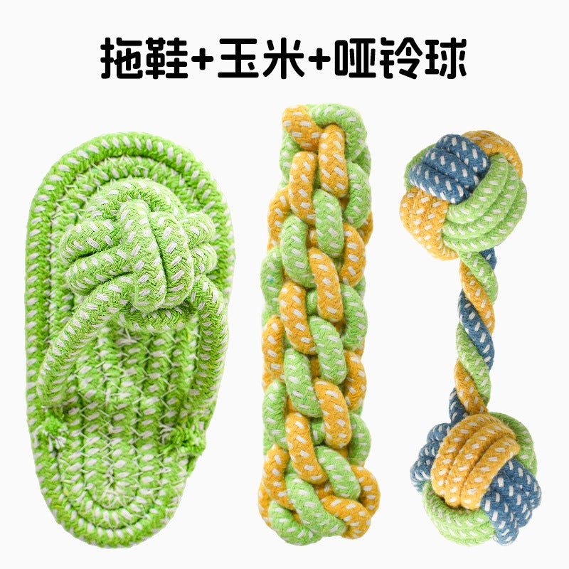 Dog Toys Grinding Teeth Bite-resistant Knot Slippers Small Medium Large Dog Teddy Golden Retriever Bigbear Pet Supplies