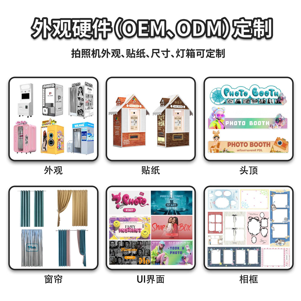 Outdoor ai intelligent big head sticker camera machine, unmanned self-service integrated camera in shopping mall scenic spots, English photo gallery