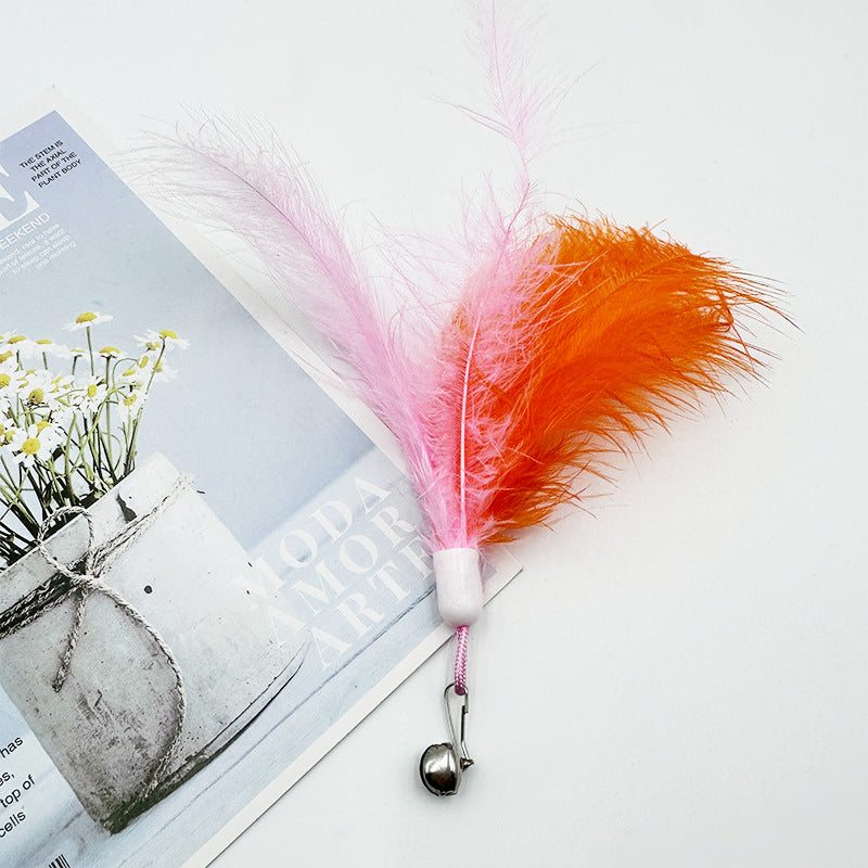 Cat toy cat teaser stick feather bell replacement head pet plush toy cat teaser artifact to relieve boredom pet toy