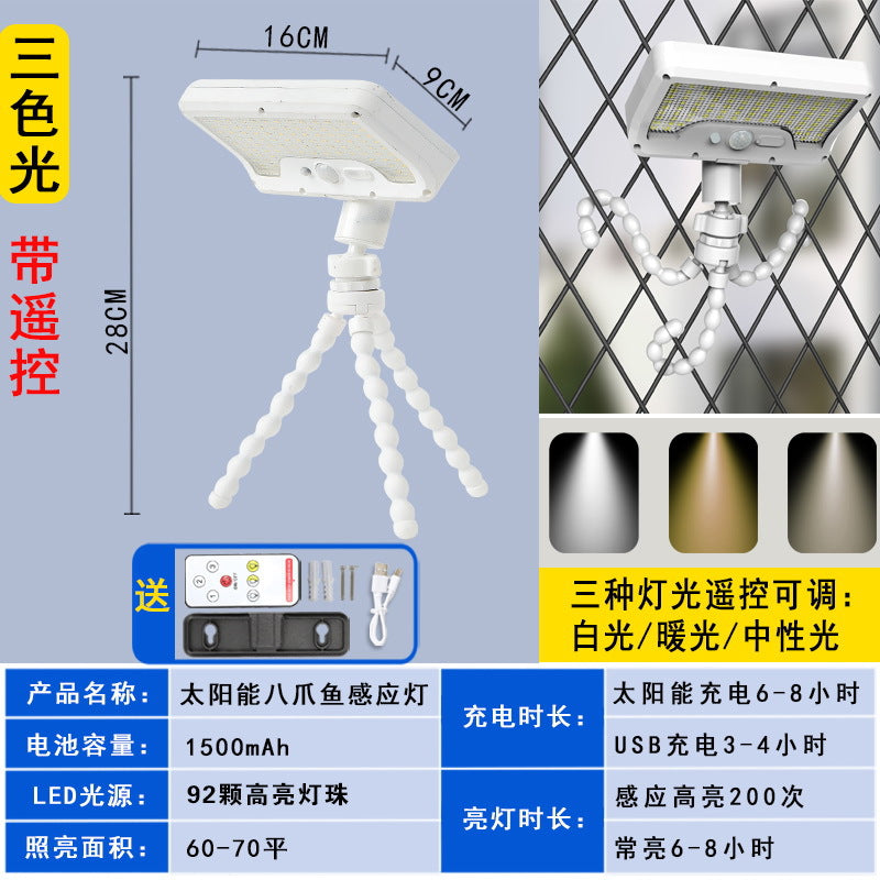 Cross-border custom octopus solar light outdoor clip courtyard street light household wall light induction waterproof lighting