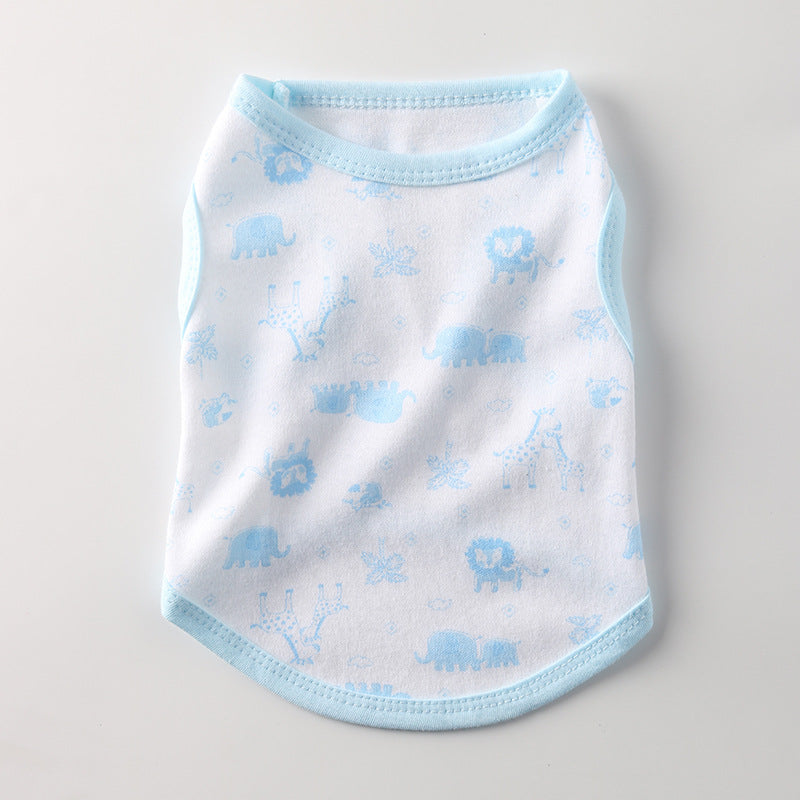 Cat and dog clothes summer vest cotton thin teddy Pomeranian small dog cat British short blue and white handsome breathable anti-hair loss