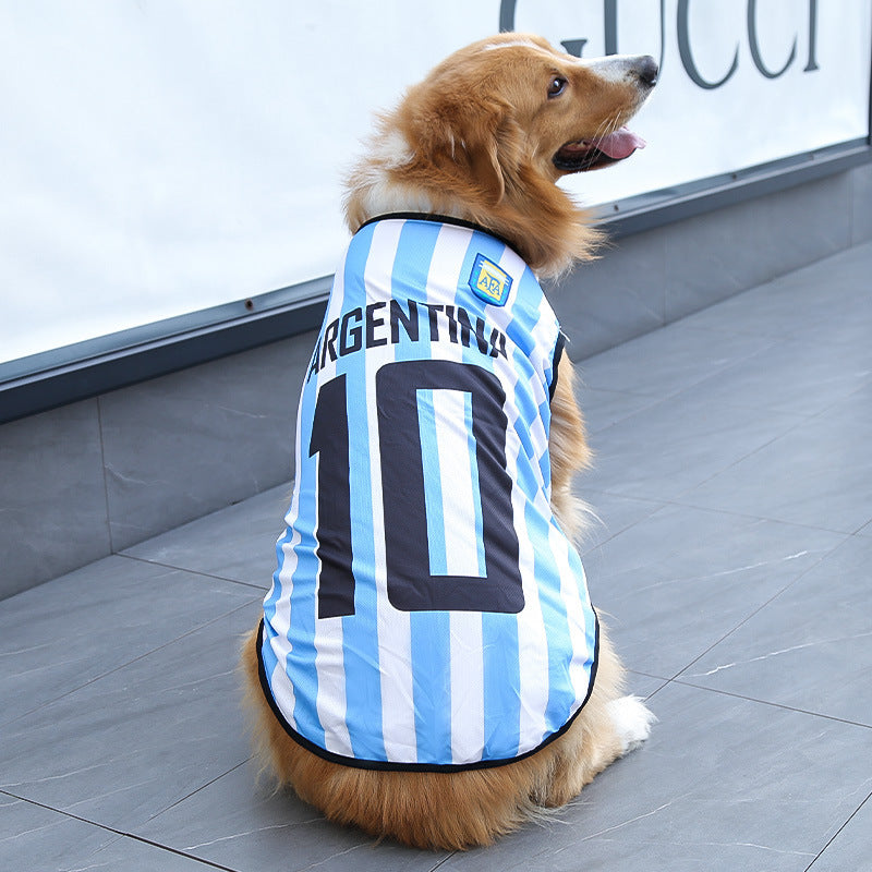 Dog Clothes World Cup Jerseys Thin Medium Large Dog Golden Retriever Teddy Bigbear Husky Samo Corgi Summer Clothing