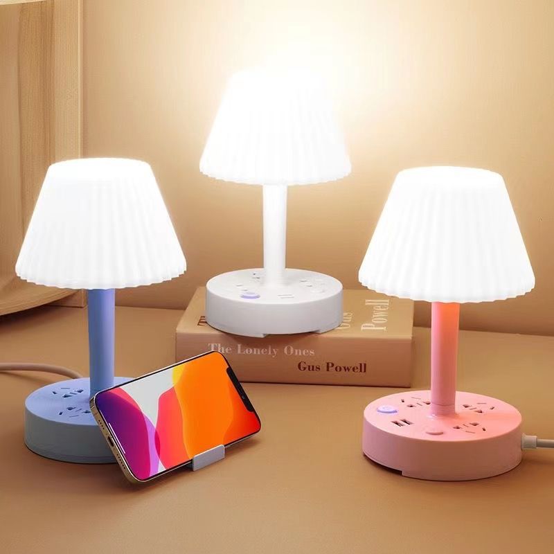 Smart LED Desk Lamp Dimmable Reading Desk Lamp Bedroom Bedside Lamp Student Dormitory Soft Light Eye Protection Lamp USB Socket