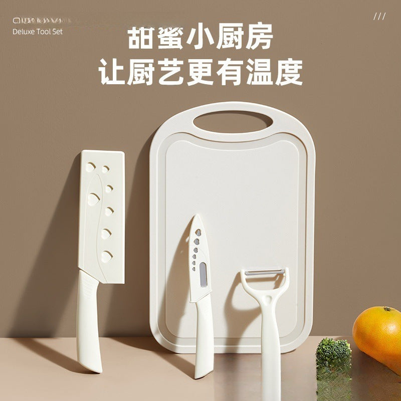 Kitchen Gadgets Cutting Board Knife Fruit Knife Peeler Scissors Combination Household Student Dormitory Set Knives