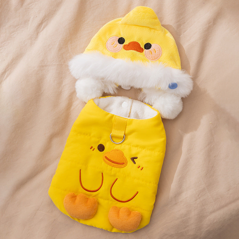 Autumn and winter dog clothes thickened warm quilting cotton pockets traction cat pet than bear four-legged cotton-padded dog clothes