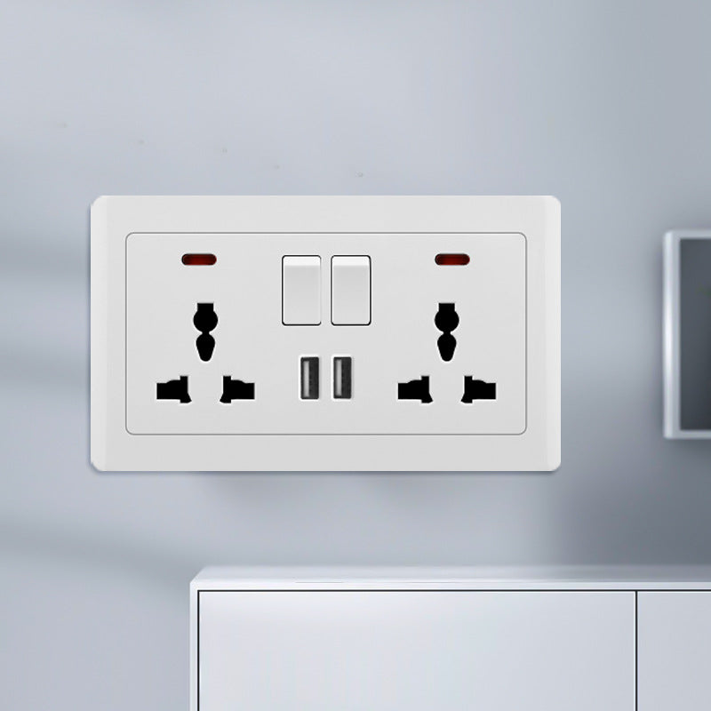 Manufacturer Wholesale Engineering Switch Socket Type 86 Wall Switch Panel Open Double Control Five Hole Sitting Plug Plug