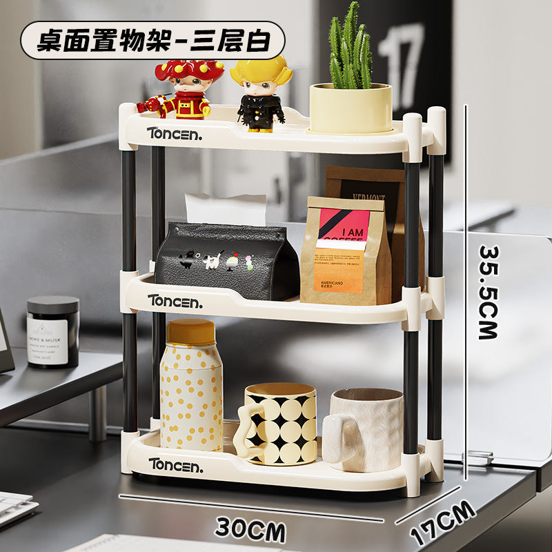 Strictly selected office desktop shelves, household large-capacity multi-functional storage racks, retro wind shelves, water cup racks