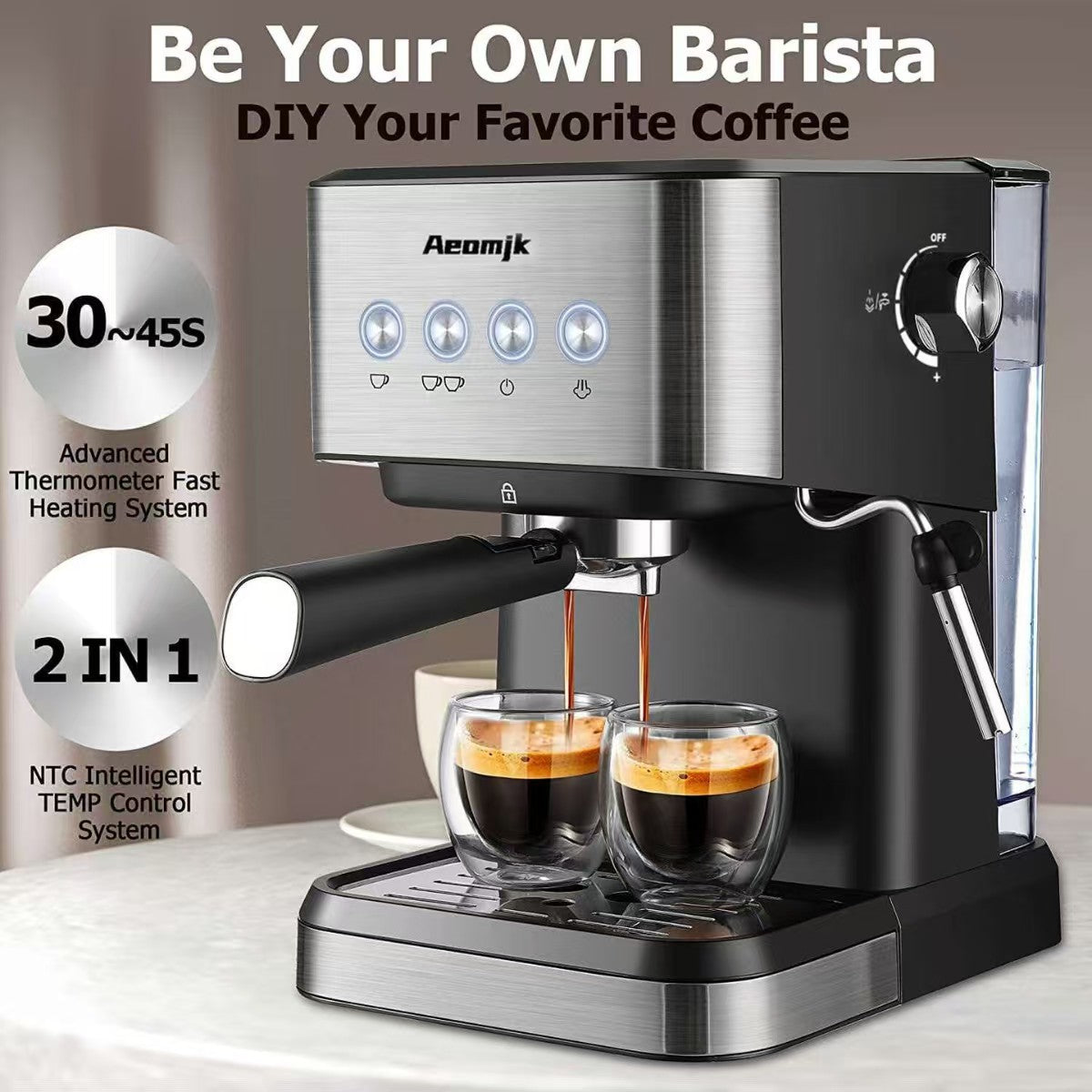 Aeomjk cross-border US standard, European standard, Australian standard and British standard Italian semi-automatic concentrated high pressure extraction coffee machine CM3010