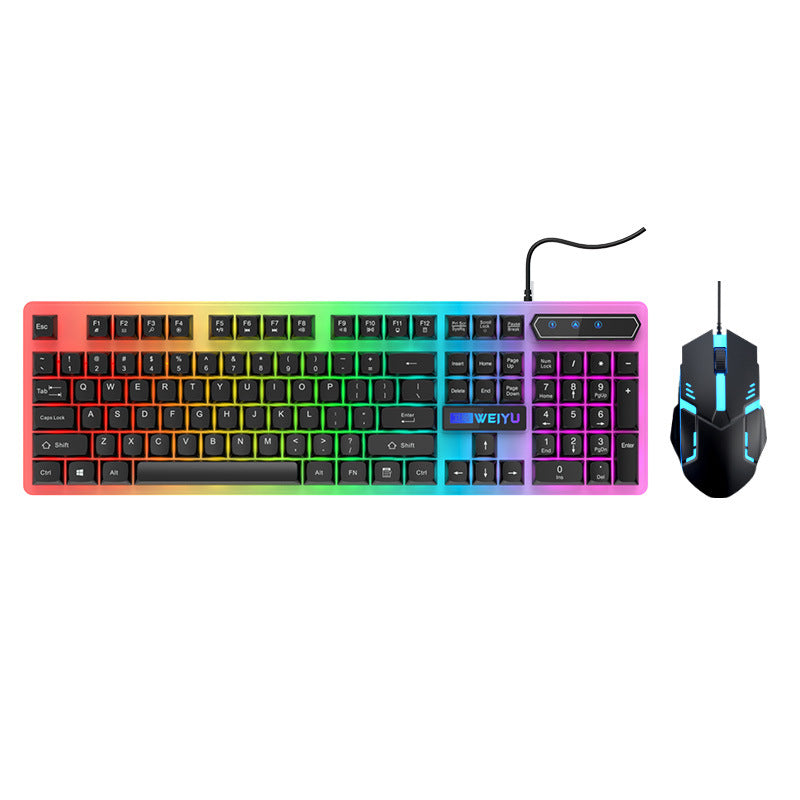 Spot quick delivery mechanical feel wired keyboard mouse luminous set game e-sports computer peripheral accessories wholesale