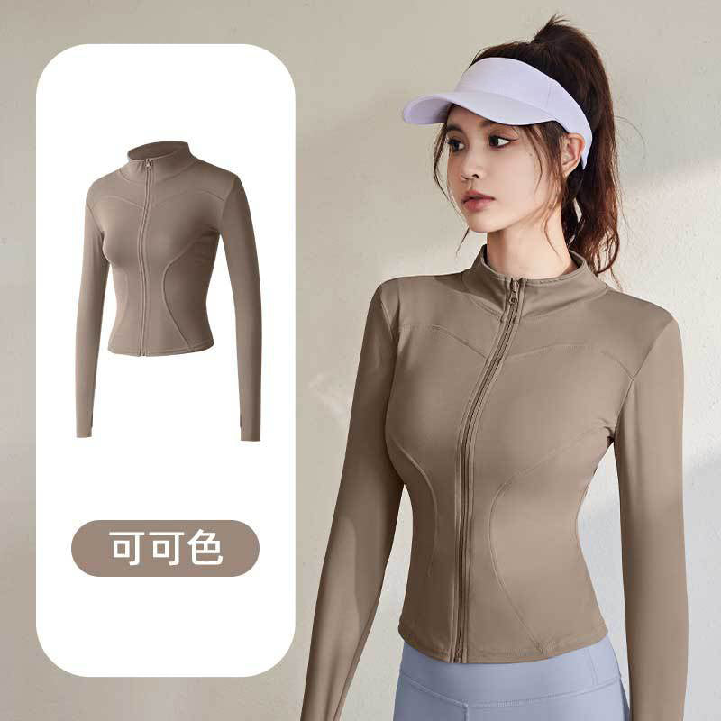 Juyitang Spring and Autumn Sports Jacket Women's Long Sleeve Tights Running Fitness Yoga Clothing Top Jacket