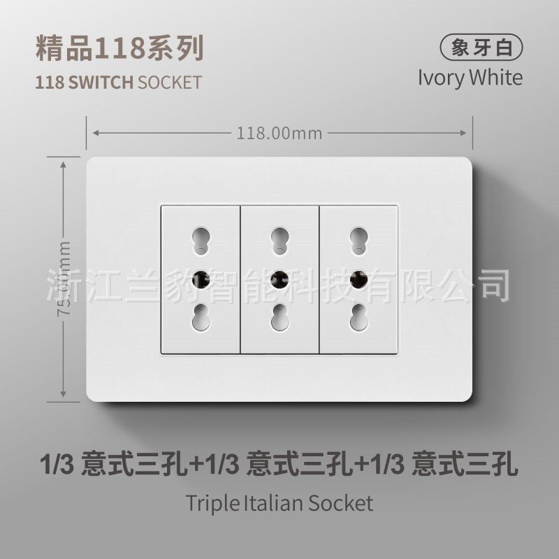 Thai American standard socket panel 118 type switch Italian American standard six-hole USB wall international multi-function three-hole Europe