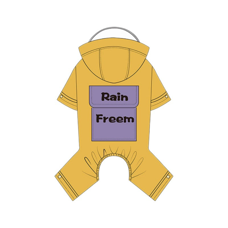 Dog raincoat rainproof four-legged bear teddy corgi raincoat medium and small dog waterproof clothes teddy tractable